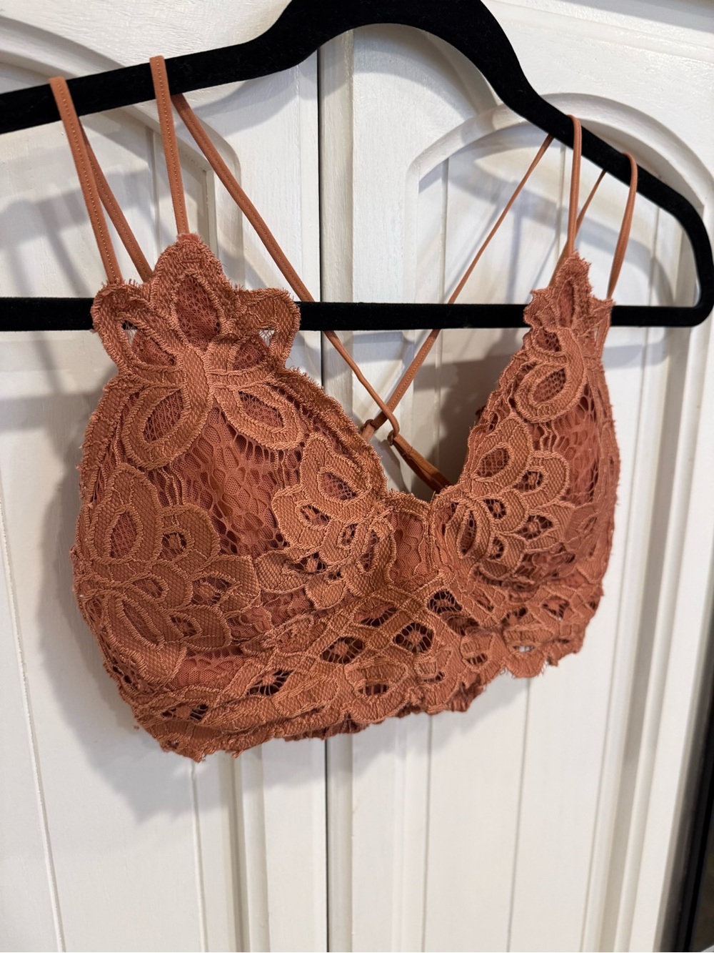 Wishlist Floral Crochet Bralette in Rust